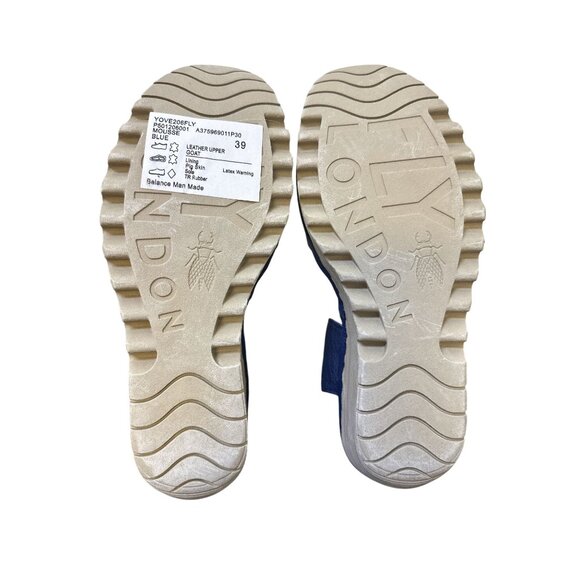 NWT Fly London Blue Leather Lace-Up Wedge Sandals Size 8.5 - Picture 8 of 8